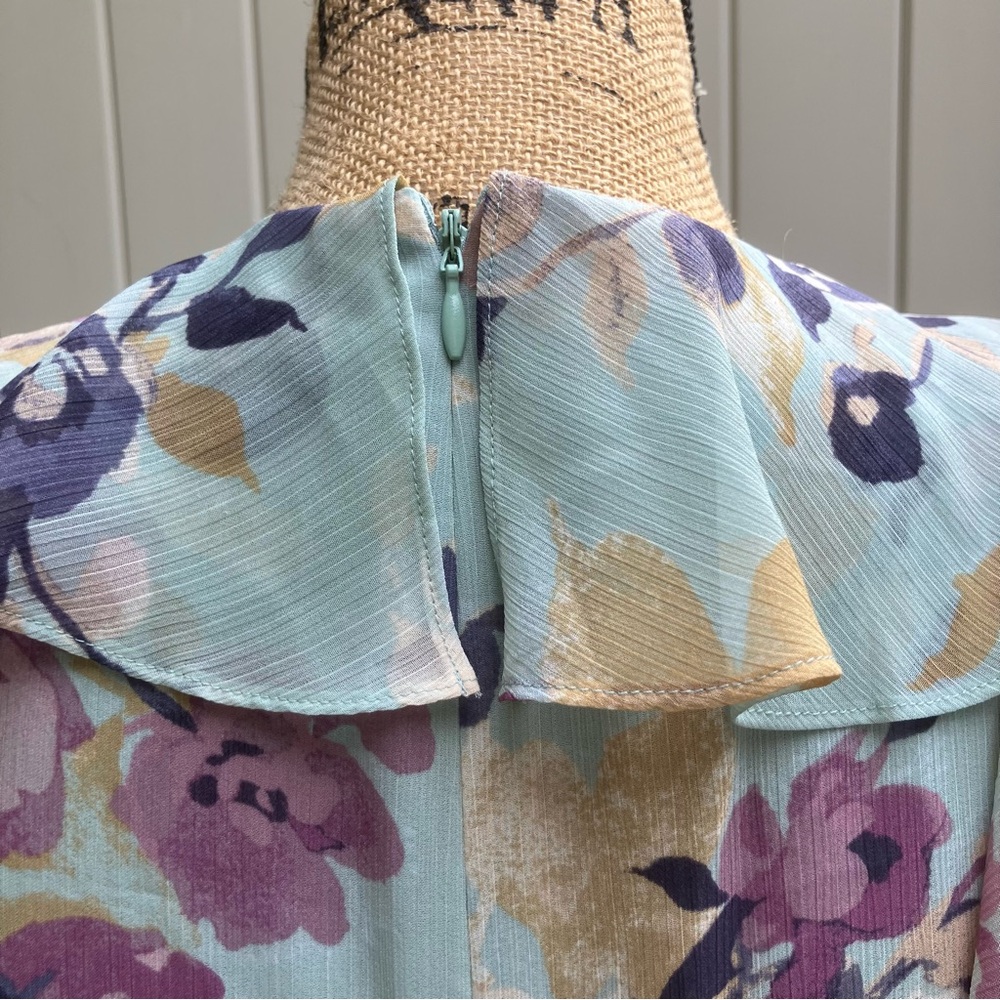 Lauren Ralph Lauren Georgette dress midi green/lavender 4 wedding guest - Picture 7 of 9
